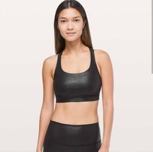 Lululemon black Metallic Shimmer sparkle energy bra size 4 Luminosity Foil